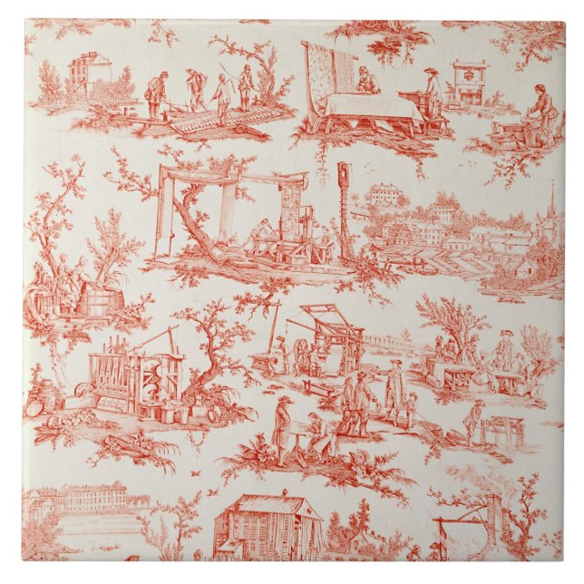 Toile de Jouy, illustrating the processes of manuf Tile (Front)