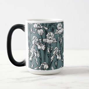 Toile de Jouy Iris   Grey Green + Black Magic Mug
