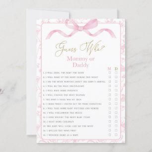 Toile De Jouy Mummy or Daddy Baby Shower game Invitation