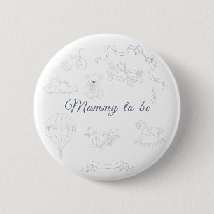 Toile de Jouy Nursery Baby Shower Mummy to be 6 Cm Round Badge