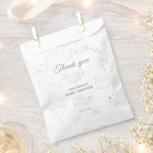 Toile de Jouy Nursery Baby Shower Thank you Favour Bags