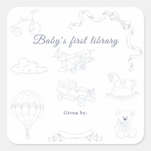 Toile de Jouy Nursery Baby's first library Square Sticker