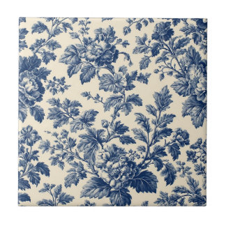 Toile De Jouy Pastoral Countryside Floral Motifs   Tile