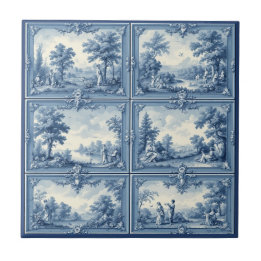 Toile De Jouy Pastoral Countryside Scenery Vintage Tile