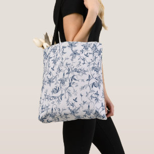 Toile De Jouy Pattern Tote Bag