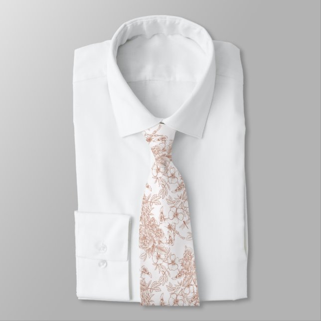 Toile-De-Jouy Pattern Wedding  Tie (Tied)