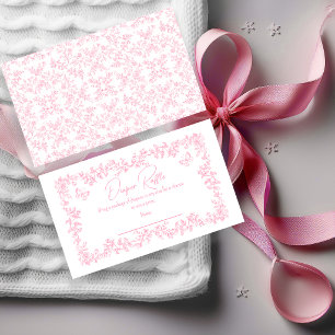 Toile de Jouy Pink Baby Shower Diaper Raffle Card
