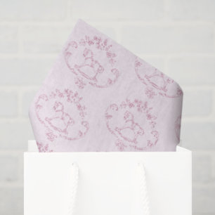 Toile de Jouy rocking horse Pink Baby Girl shower Tissue Paper