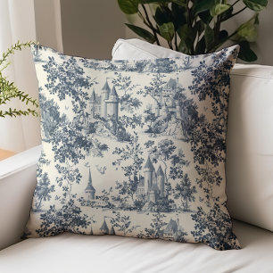 Toile de Jouy Royal Castle Pattern Cushion