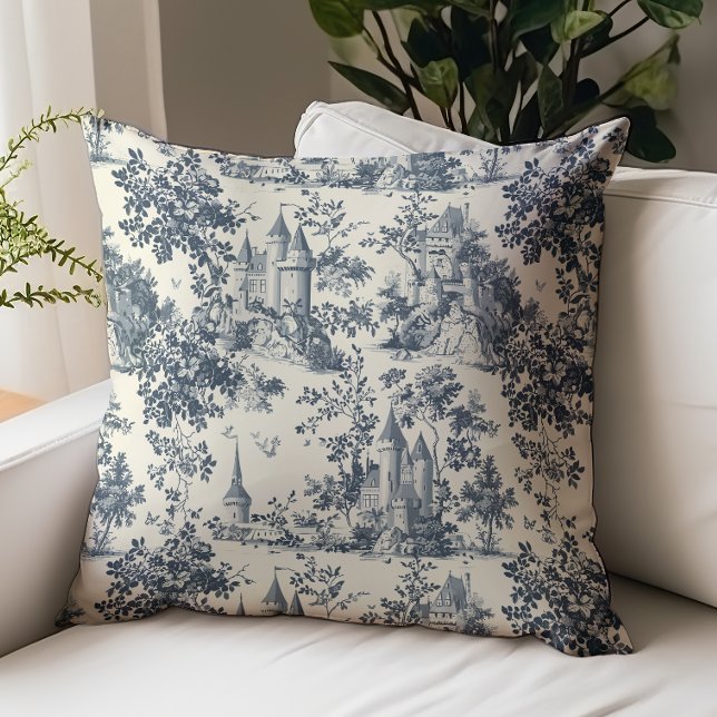 Toile de Jouy Royal Castle Pattern Cushion (Creator Uploaded)