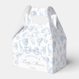 Toile de Jouy Safari animals Arch Blue Baby Shower Favour Box
