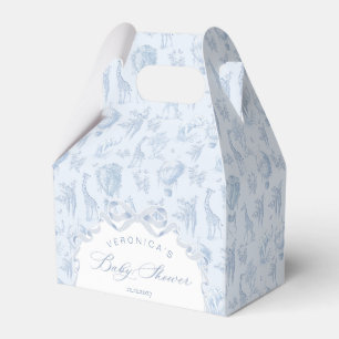 Toile de Jouy Safari animals Arch Blue Baby Shower Favour Box