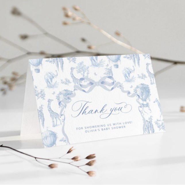 Toile de Jouy Safari animals Baby shower Thank You Card (Creator Uploaded)