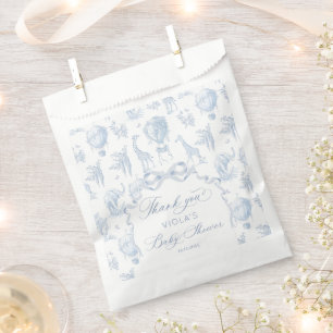 Toile de Jouy Safari animals Blue Baby shower Favour Bags