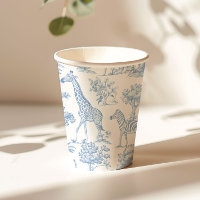 Toile de Jouy Safari animals blue Baby shower