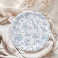 Toile de Jouy Safari animals blue Baby shower