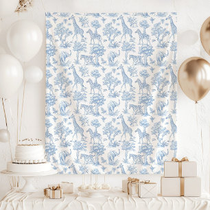 Toile de Jouy Safari animals blue baby shower Tapestry