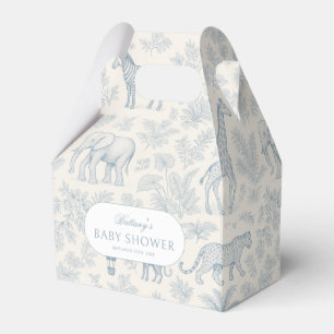 Toile De Jouy Safari Animals Blue Boy Baby Shower  Favour Box
