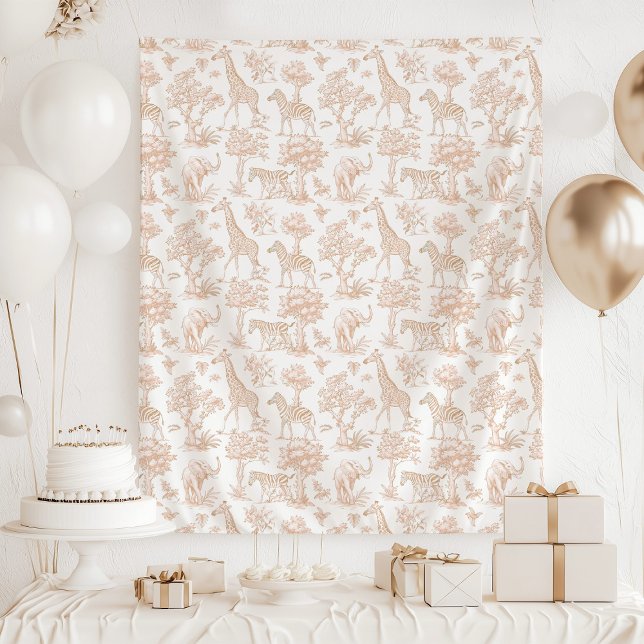 Toile de Jouy Safari animals Boho baby shower Tapestry (Creator Uploaded)
