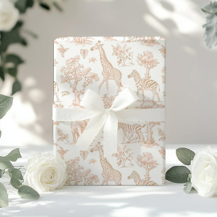 Toile de Jouy Safari animals Boho beige elegant Wrapping Paper