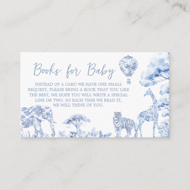 Toile De Jouy Safari Animals Books for Baby Enclosure Card (Front)
