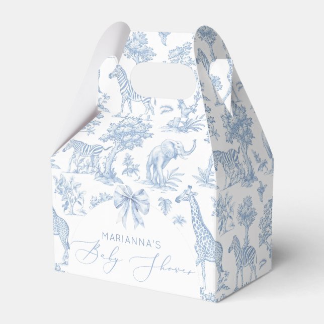 Toile de Jouy Safari animals dusty blue elegant  Favour Box (Front Side)
