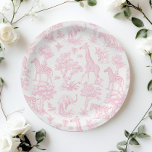 Toile de Jouy Safari animals Pink Baby shower Paper Plate<br><div class="desc">Toile de Jouy Safari animals Pink Baby shower Paper Plates
Matching items available.</div>