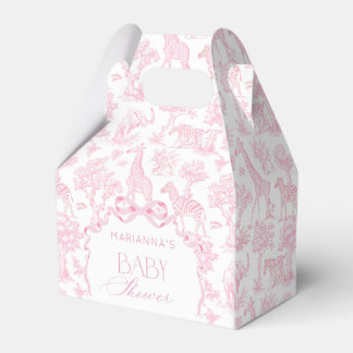 Toile de Jouy Safari animals Pink Bow elegant Favour Box