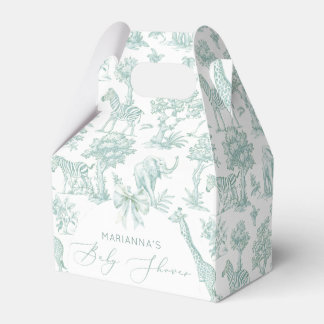Toile de Jouy Safari animals sage green  pastel Favour Box