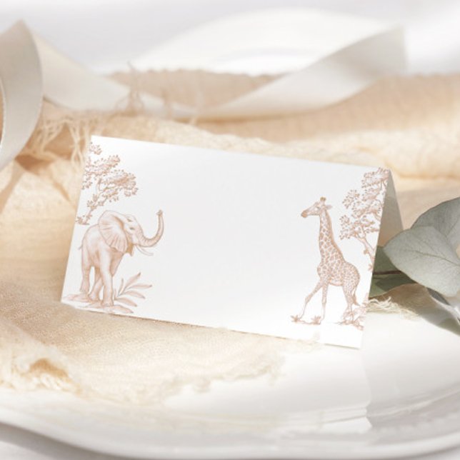 Toile de jouy Safari baby shower Place card (Creator Uploaded)