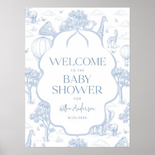 Toile De Jouy Safari Baby Shower Welcome Poster