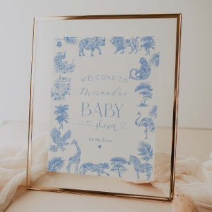 Toile De Jouy Safari Baby Shower Welcome Poster