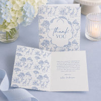 Toile De Jouy Safari Blue Baby Shower Thank You