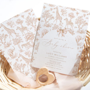 Toile de Jouy Safari gender neutral Baby shower Invitation