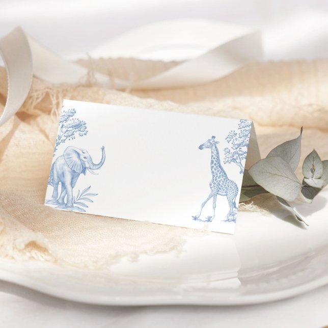 Toile de jouy Safari minimalist baby shower Place Card (Creator Uploaded)