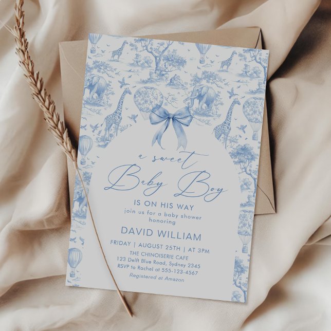 Toile de Jouy Safari Sweet Baby Shower Invitation (Creator Uploaded)