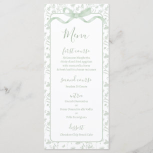 Toile de jouy Sage Green Menu Card