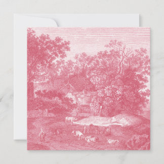 Toile de Jouy Shabby Pink Pastoral Landscape Invitation