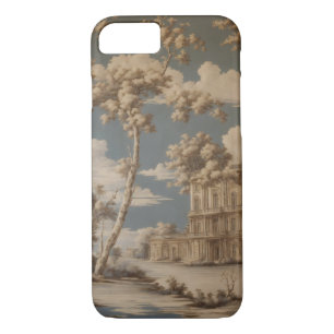 toile de jouy   smoke nouveau art deco silver flas iPhone 8/7 case
