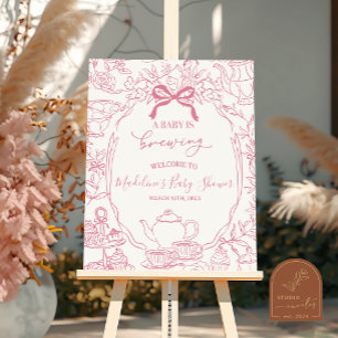 Toile de Jouy Tea Baby Shower Welcome Sign