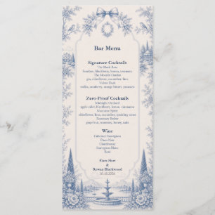 Toile de Jouy Venue Story Wedding Bar Menu
