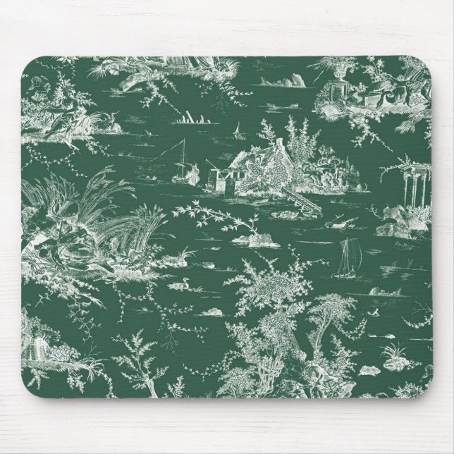 Toile de Jouy vert Mouse Mat (Front)