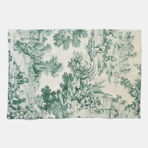 Toile de Jouy vert Tea Towel