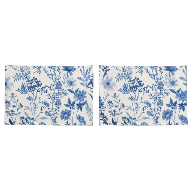 Toile De Jouy Vintage Floral Pattern Pillowcase (Back-Set)