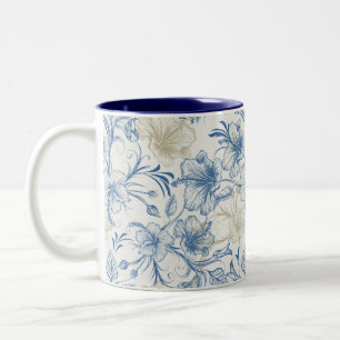 Toile-De-Jouy Vintage French Pattern Wedding  Two-Tone Coffee Mug