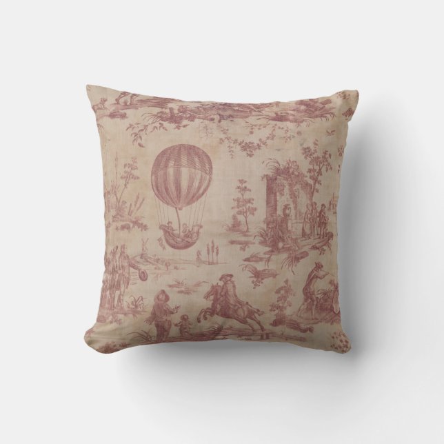 Toile de jouy Vintage Illustration Cushion (Front)