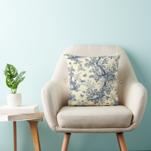 Toile de jouy vintage mother’s day floral cushion