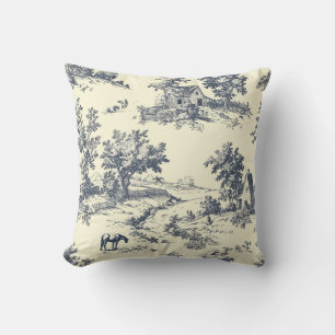 Toile de jouy vintage mother’s day floral cushion