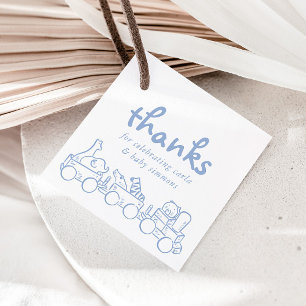 Toile De Jouy Whimsical Blue Baby Shower Favour Tags