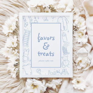 Toile De Jouy Whimsical Blue Baby Shower Sign